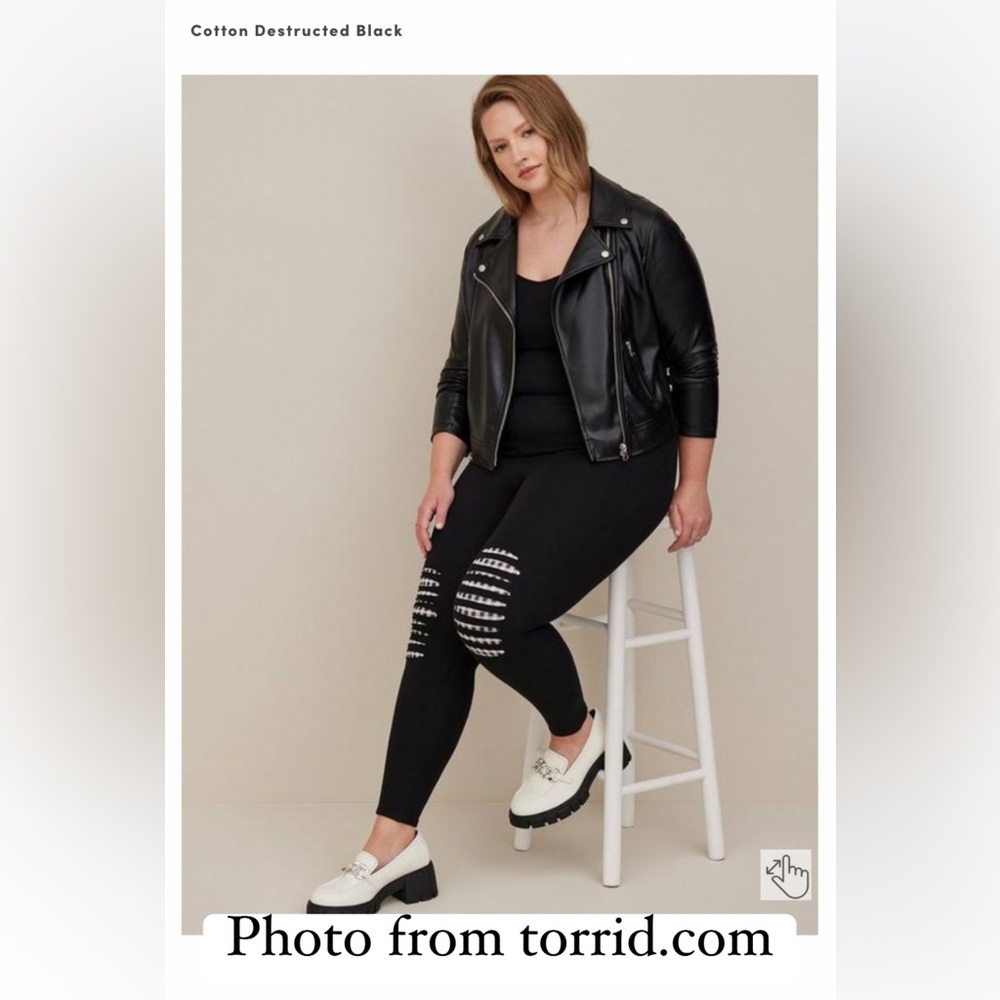 **SOLD** Torrid full length black legging destructed knee size 1 (XL) like new